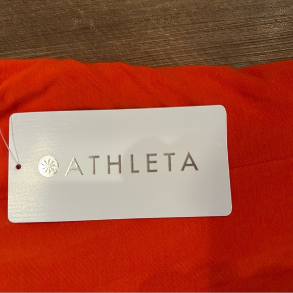 Athleta Bright Orange V-Neck Casual Midi Dress NWT Size Medium - Picture 6 of 7